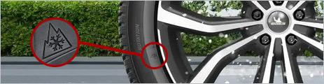 Seitenwand eines EV-Ganzjahresreifens mit deutlich erkennbarem Alpine-Symbol