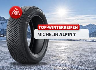Produktansicht des Michelin Alpin 7 mit ausgeprägten Rillen im Winterreifenprofil