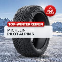 Michelin Pilot Alpin 5 in Produktansicht mit V-förmigem Winterprofil und sichtbarer Reifenflanke
