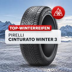 Produktansicht des Pirelli Cinturato Winter 3 mit V-förmigem Winterreifenprofil