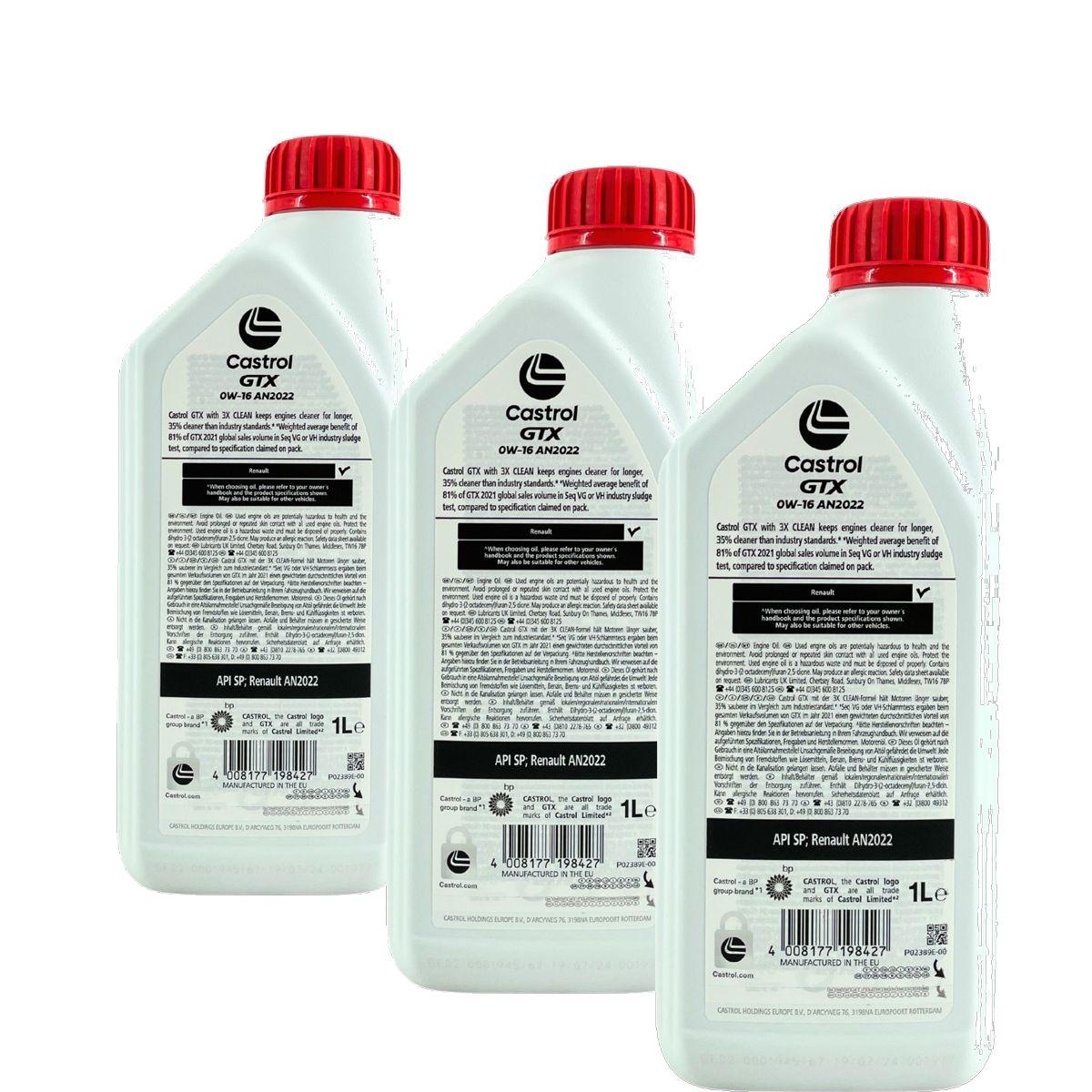 Castrol GTX 0W-16 AN2022 3x1 Liter