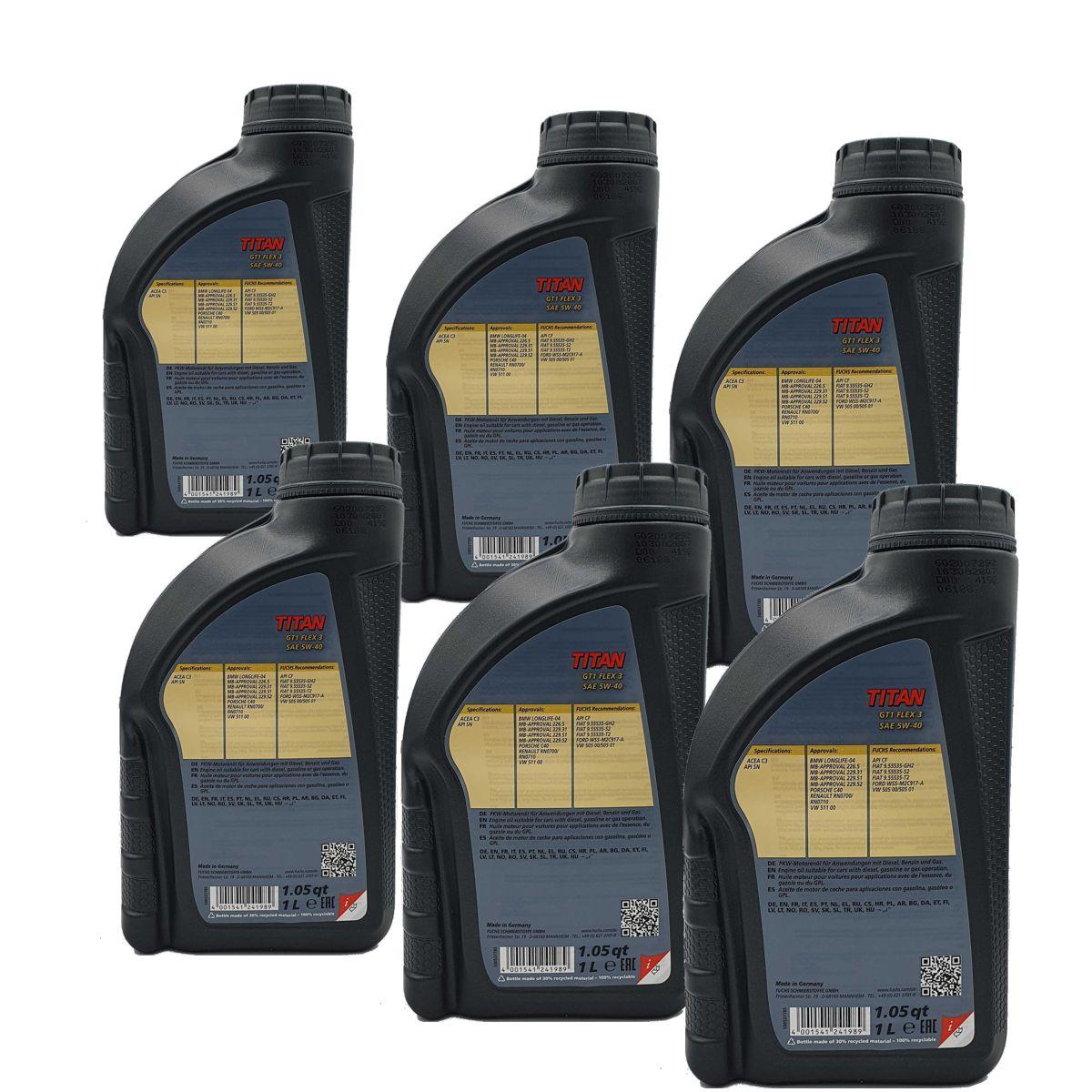 Fuchs Titan GT1 Flex 3 5W-40 6x1 Liter