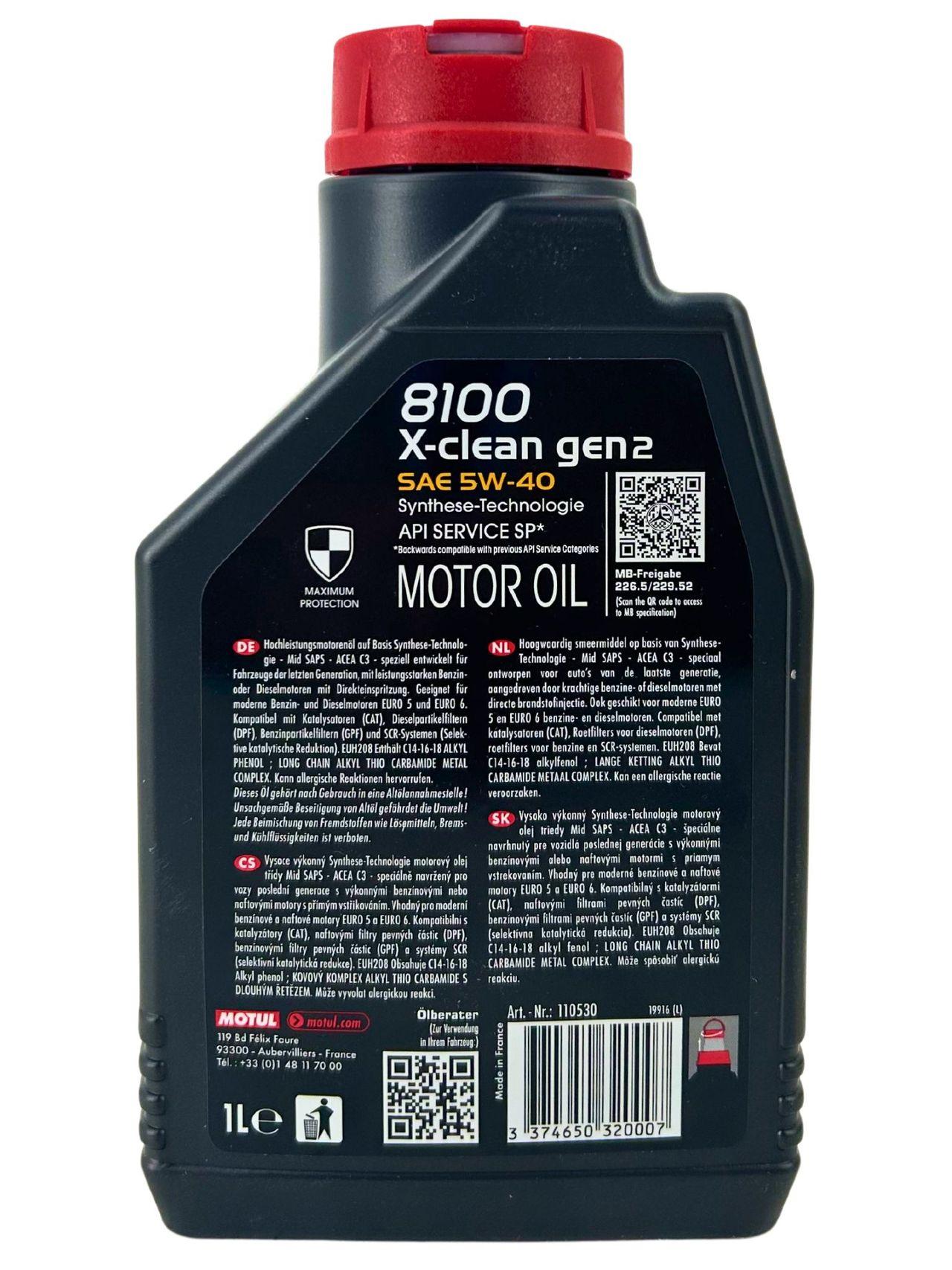 Motul 8100 X-clean GEN2 5W-40 1 Liter