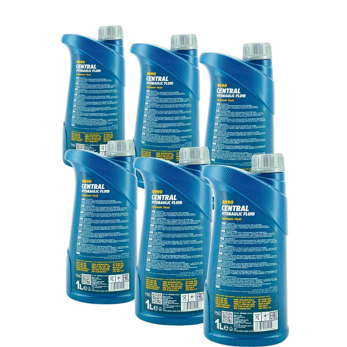 Mannol Central Hydraulic Fluid Hydrauliköl Servolenkungsöl 6x1 Liter