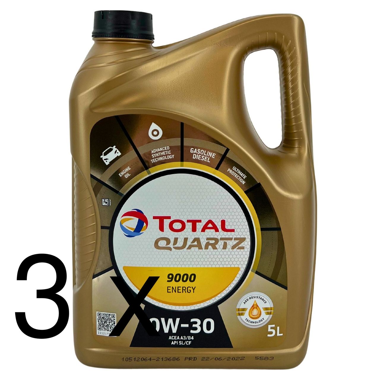 Total Quartz 9000 Energy 0W-30 3x5 Liter