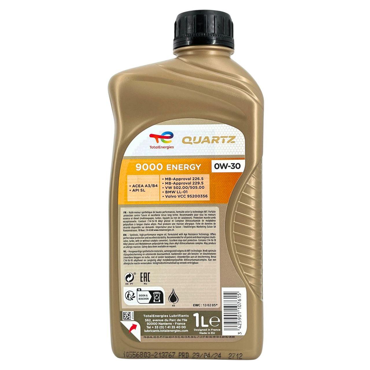 Total Quartz 9000 Energy 0W-30 1 Liter
