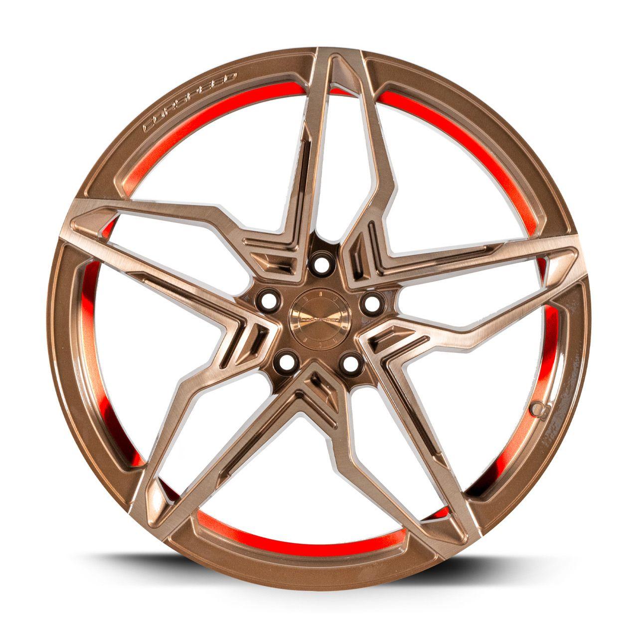CORSPEED KHARMA Higloss-Bronze brushed Surface undercut Trimline red 8.5Jx19 5x112 ET43