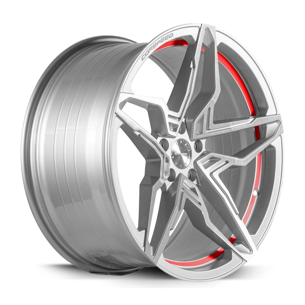 CORSPEED KHARMA Silver-brushed-Surface undercut Trimline red 9.0Jx20 5x108 ET40