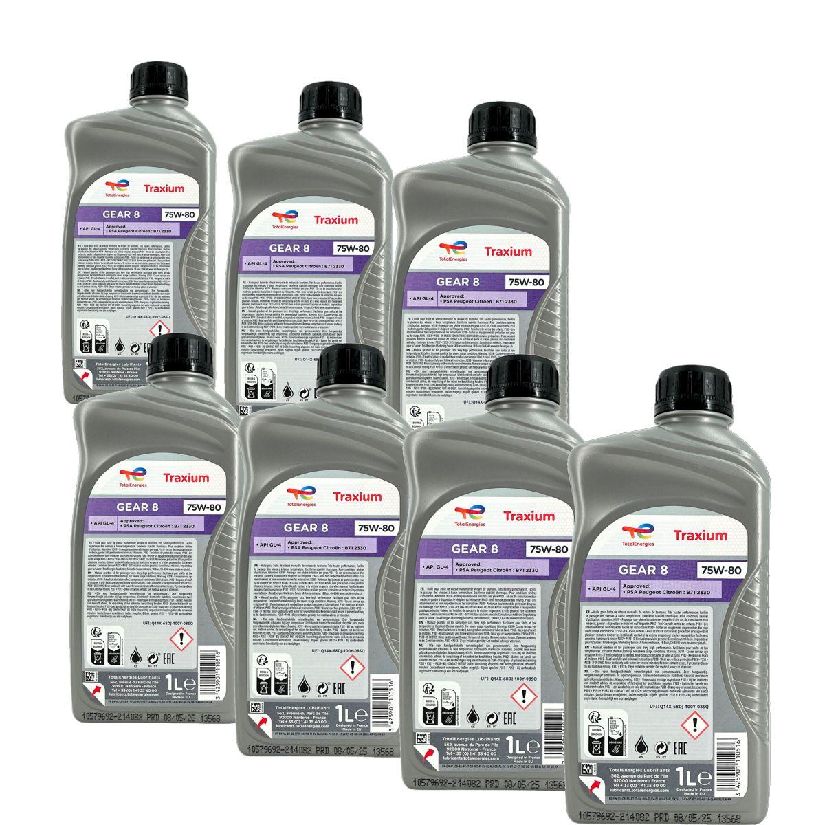 Total Traxium Gear 8 75W-80 7x1 Liter
