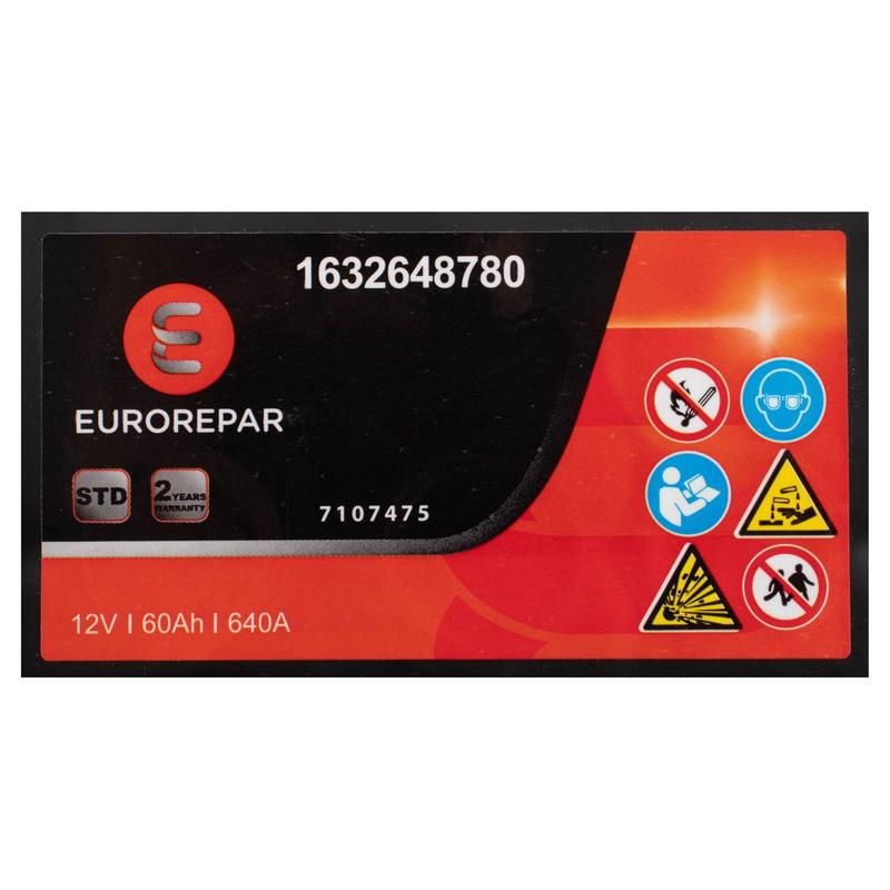 EUROREPAR STD Batterie Autobatterie Starterbatterie 12V 60Ah 640A/EN 1632648780