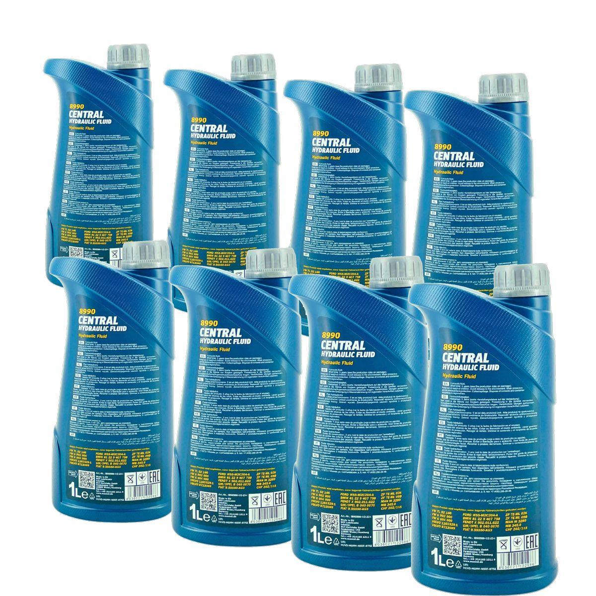 Mannol Central Hydraulic Fluid Hydrauliköl Servolenkungsöl 8x1 Liter