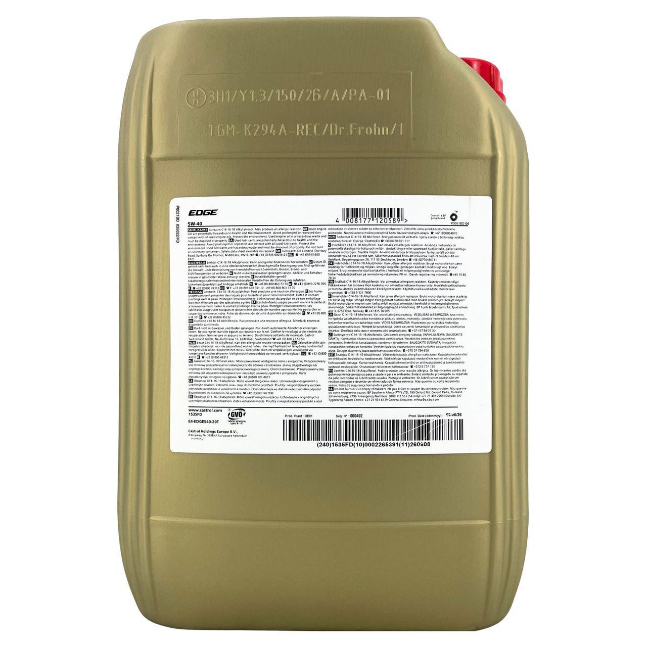 Castrol Edge 5W-40 20 Liter