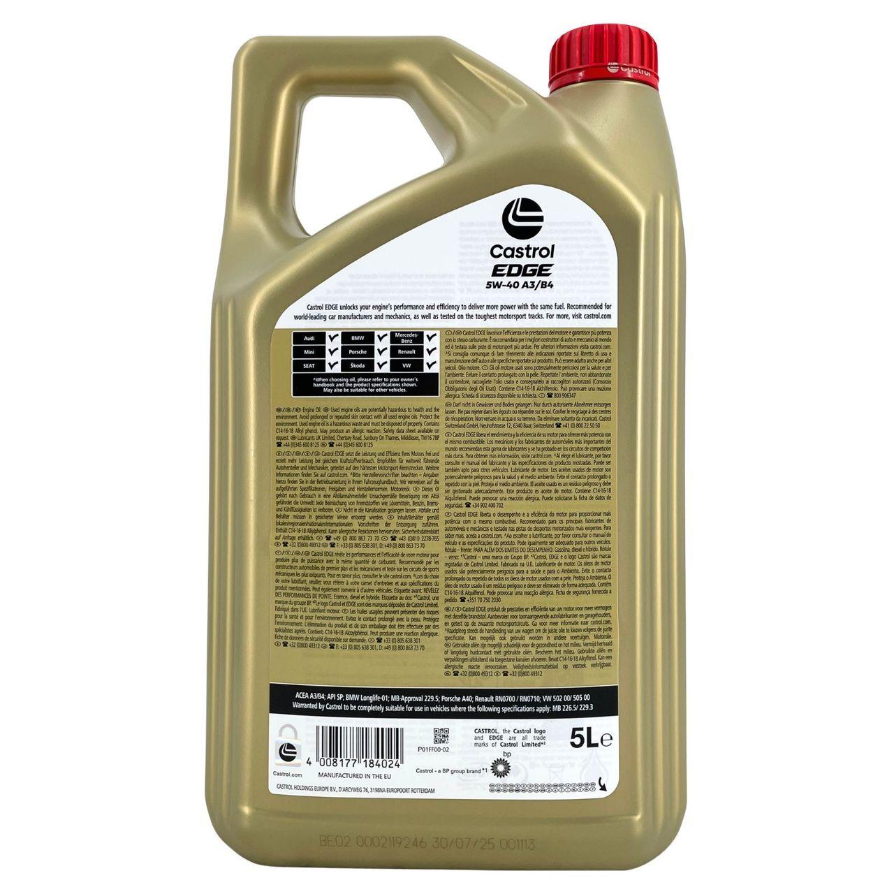 Castrol Edge 5W-40 A3/B4 5 Liter