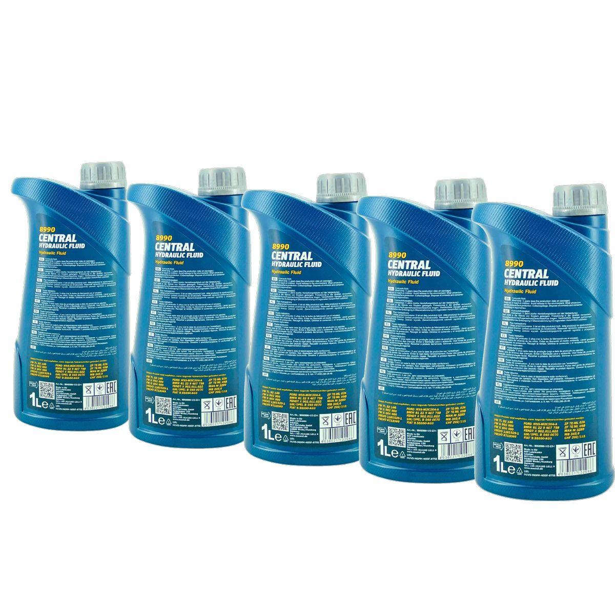 Mannol Central Hydraulic Fluid Hydrauliköl Servolenkungsöl 5x1 Liter