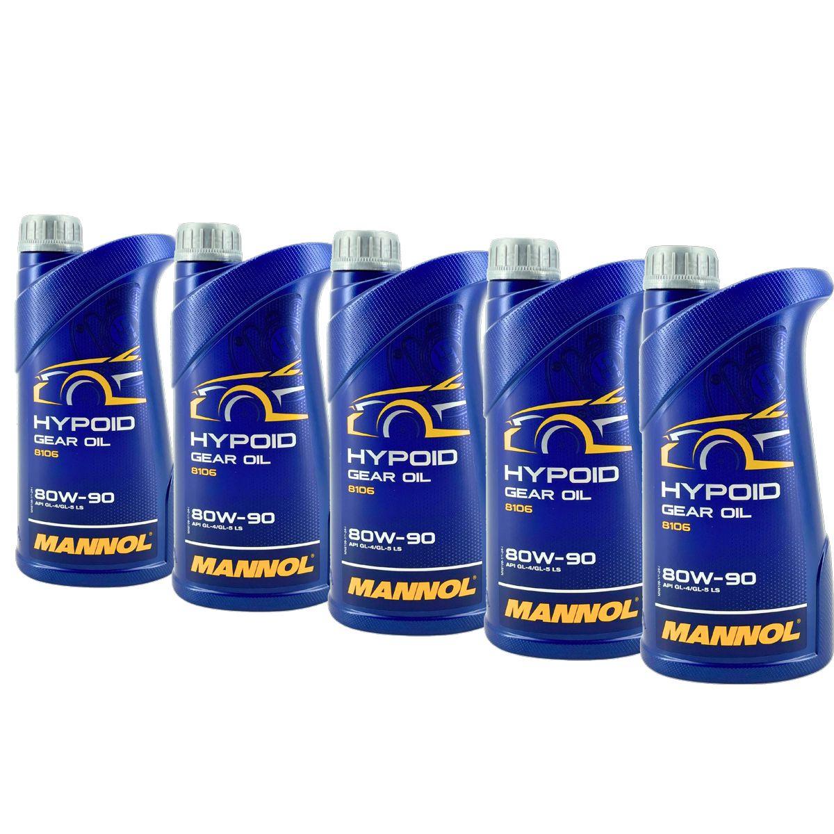 Mannol Hypoid Gear Oil Getriebeöl 80W-90 GL-4/GL-5 LS 5x1 Liter