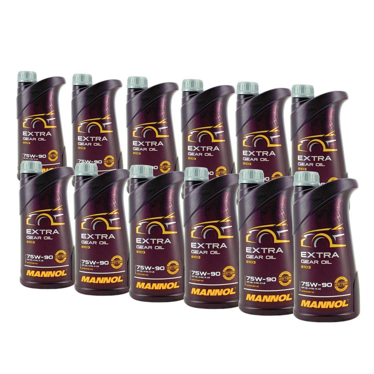 Mannol Extra Gear Oil Getriebeöl 75W-90 GL-4/GL-5 LS 12x1 Liter