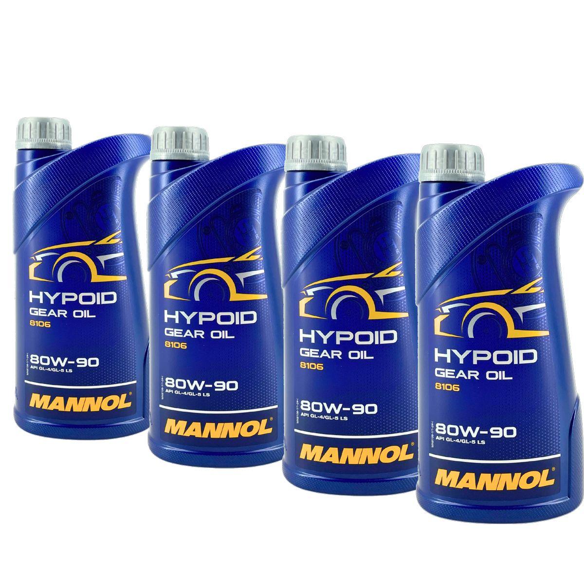 Mannol Hypoid Gear Oil Getriebeöl 80W-90 GL-4/GL-5 LS 4x1 Liter