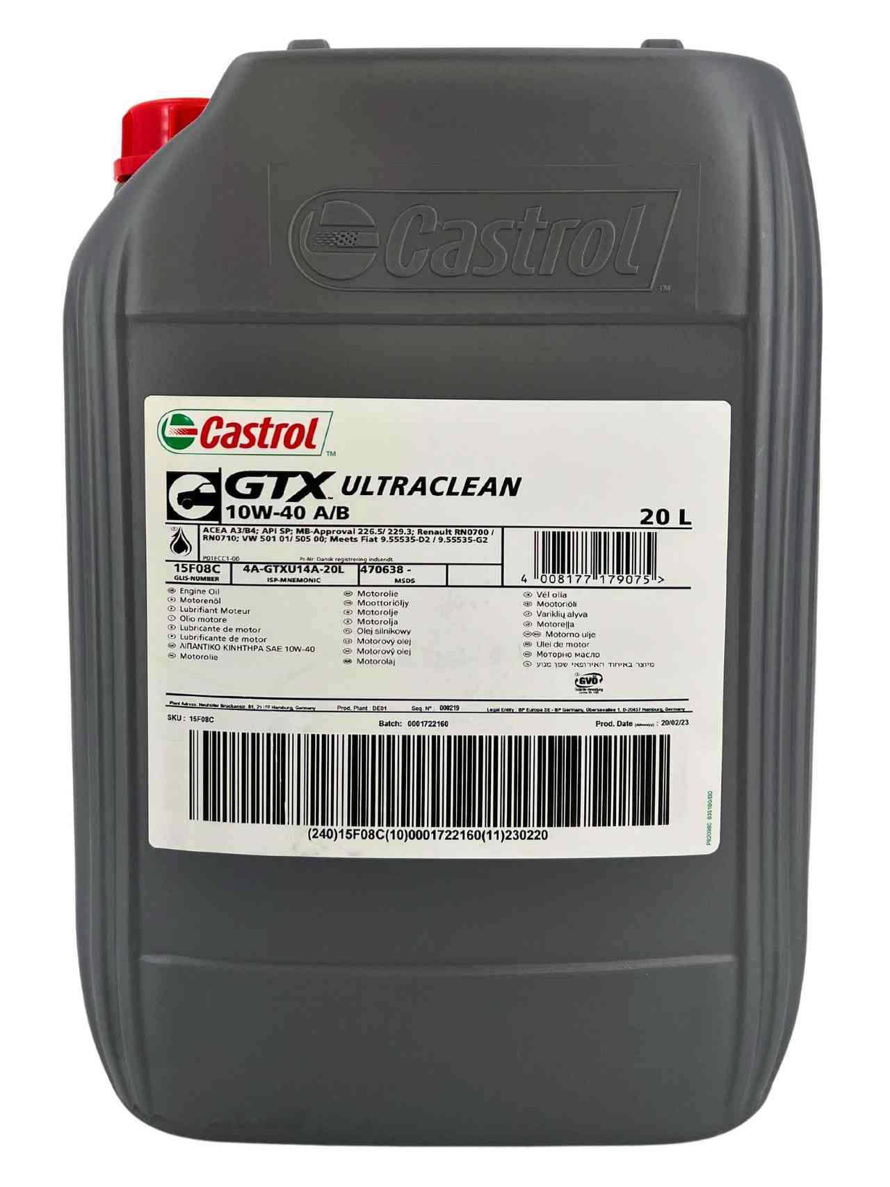 Castrol GTX Ultraclean 10W-40 A/B 20 Liter
