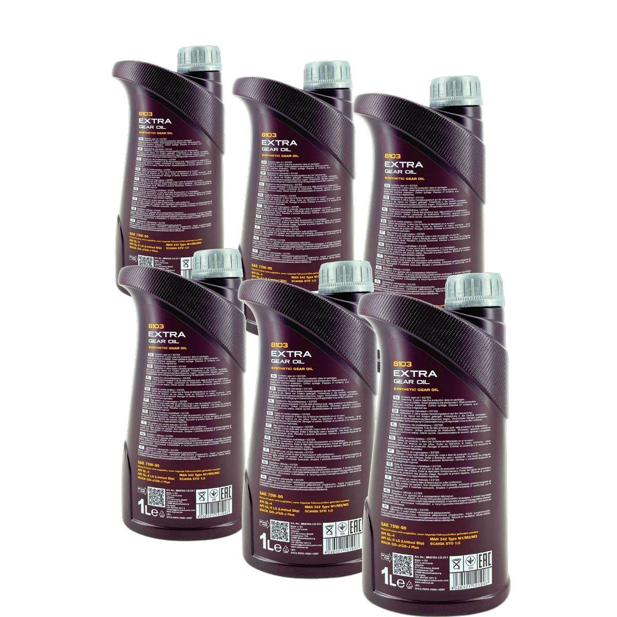 Mannol Extra Gear Oil Getriebeöl 75W-90 GL-4/GL-5 LS 6x1 Liter