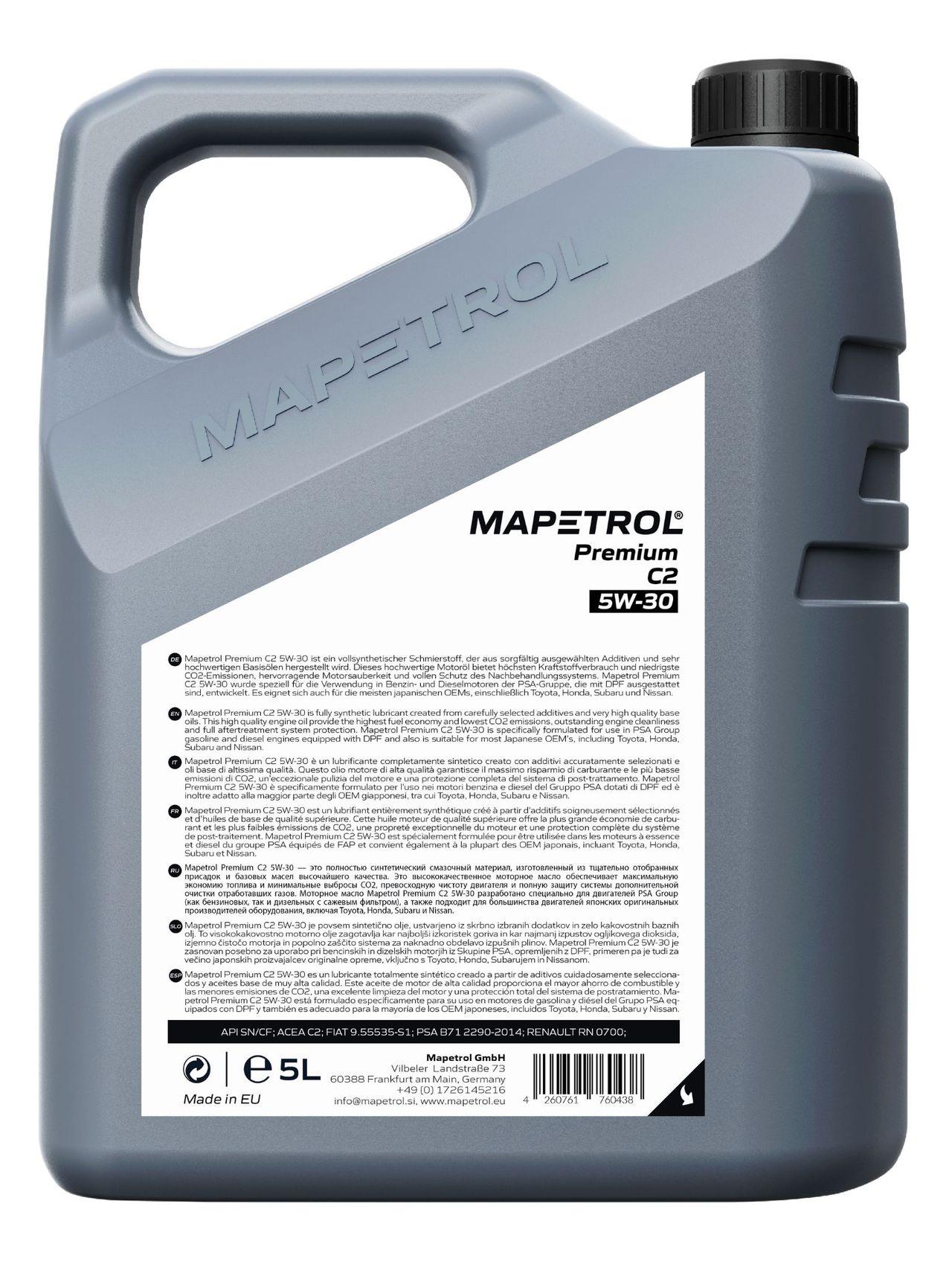 Mapetrol Premium C2 5W-30 5 Liter