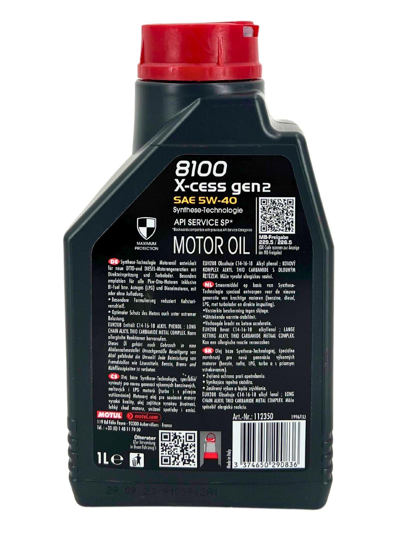 Motul 8100 X-cess GEN2 5W-40 1 Liter