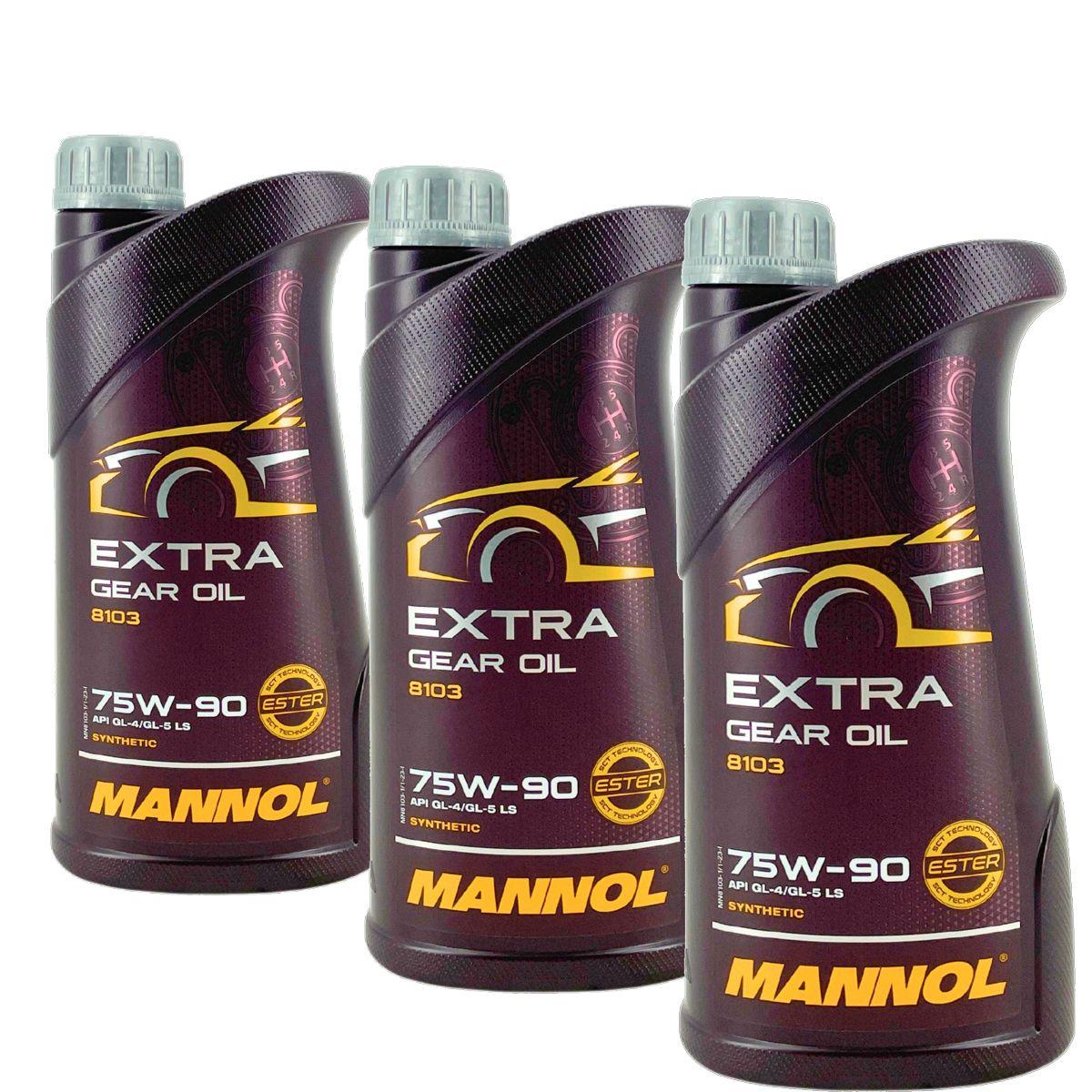 Mannol Extra Gear Oil Getriebeöl 75W-90 GL-4/GL-5 LS 3x1 Liter