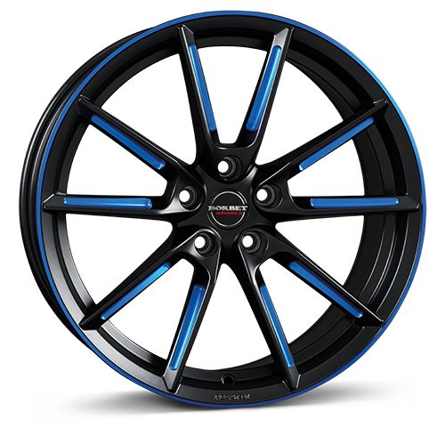BORBET DESIGN LX black matt spoke rim blue polished 8.0Jx19 5x108 ET45
