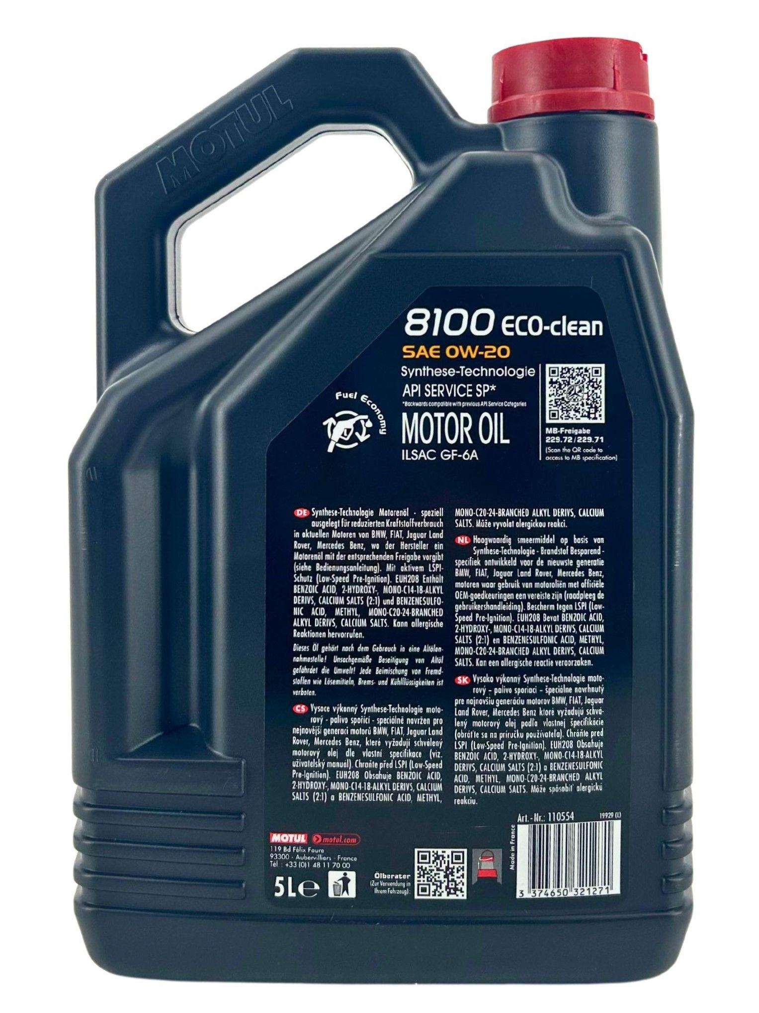 Motul 8100 Eco-clean 0W-20 5 Liter