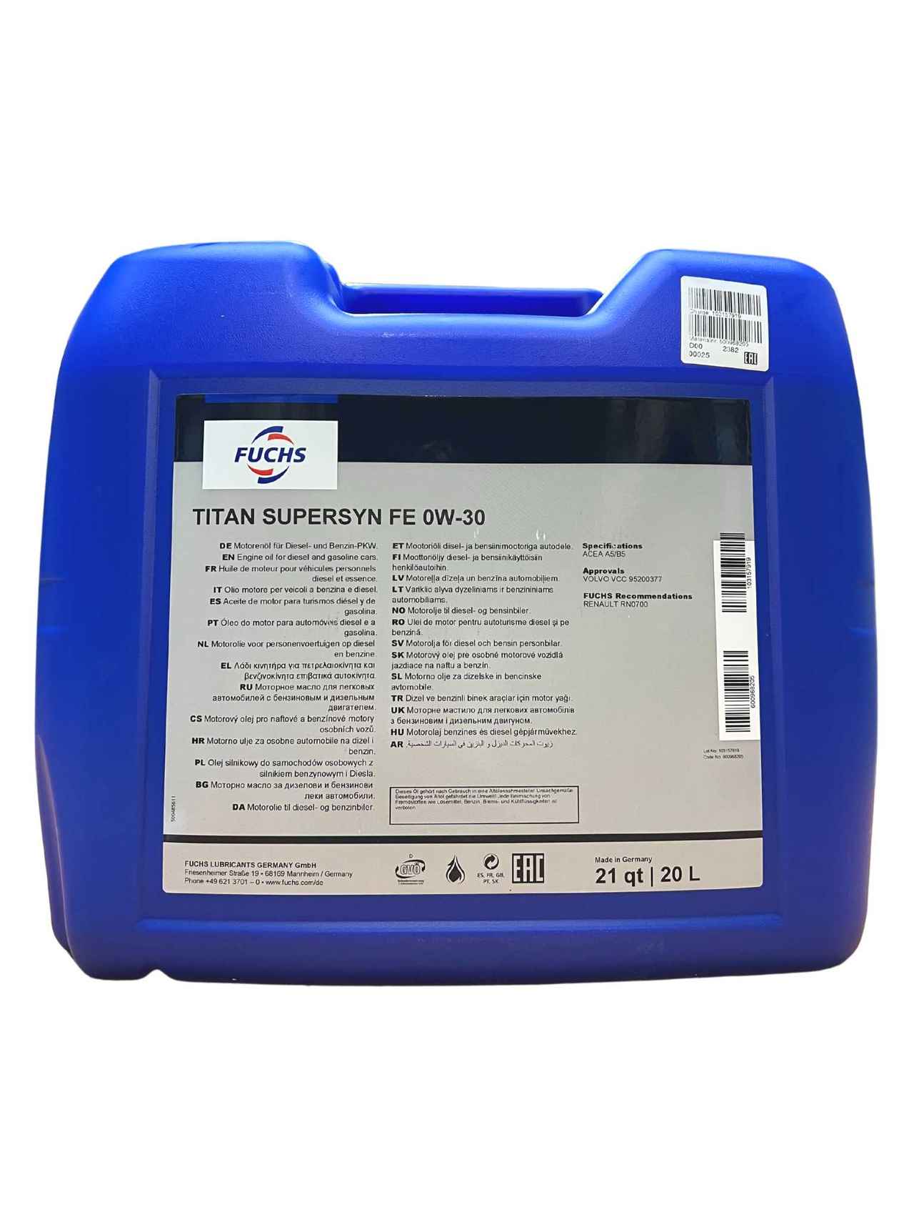 Olio Motore Fuchs Titan Supersyn 5W30 Olio Motore