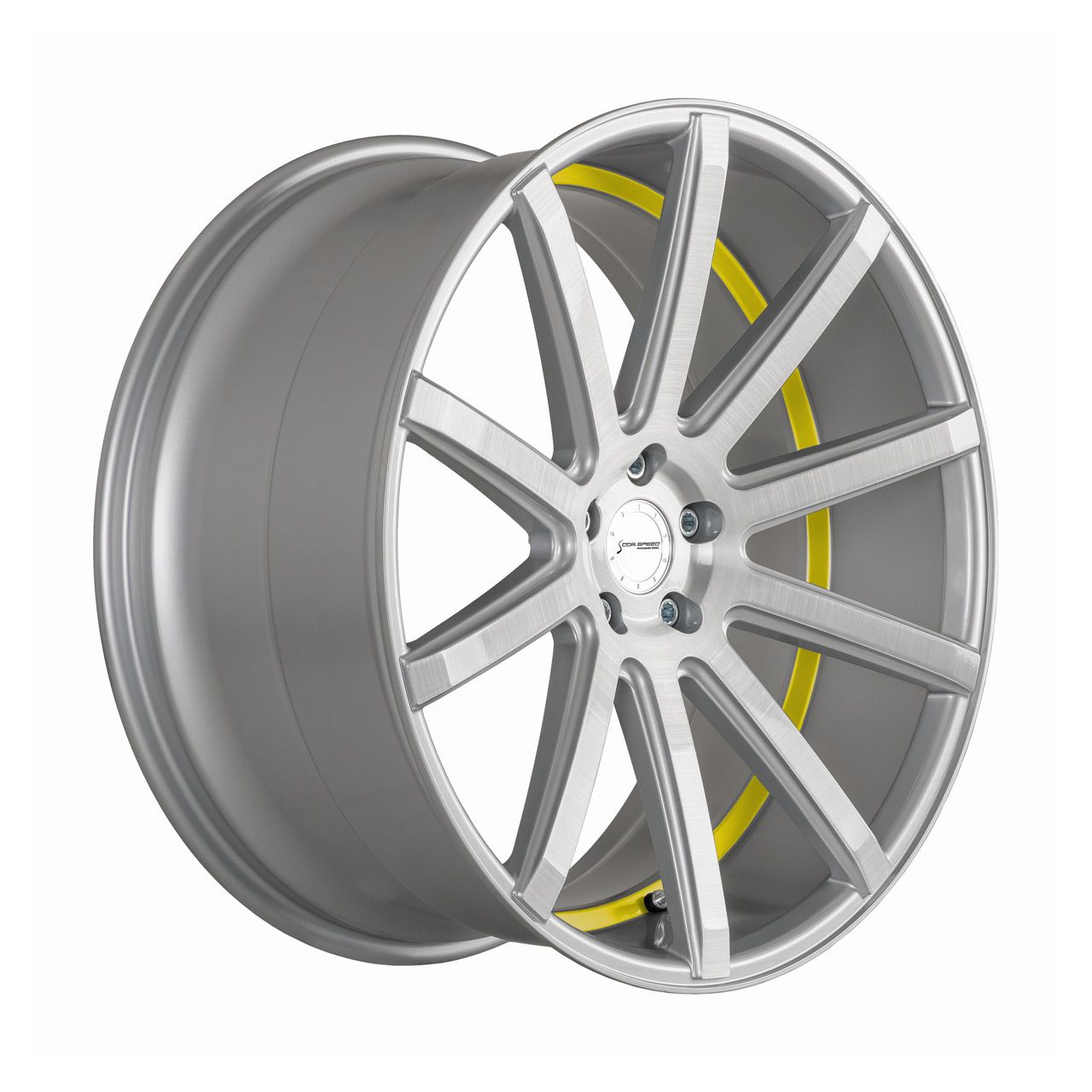 CORSPEED DEVILLE Silver-brushed-Surface/ undercut Color Trim gelb 10.5Jx22 5x112 ET15