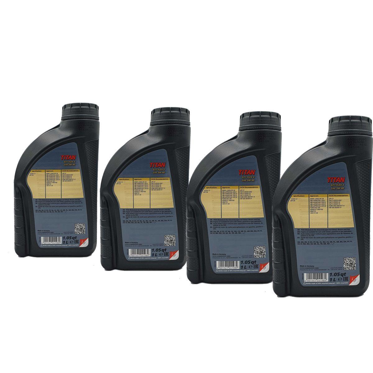 Fuchs Titan GT1 Flex 3 5W-40 4x1 Liter