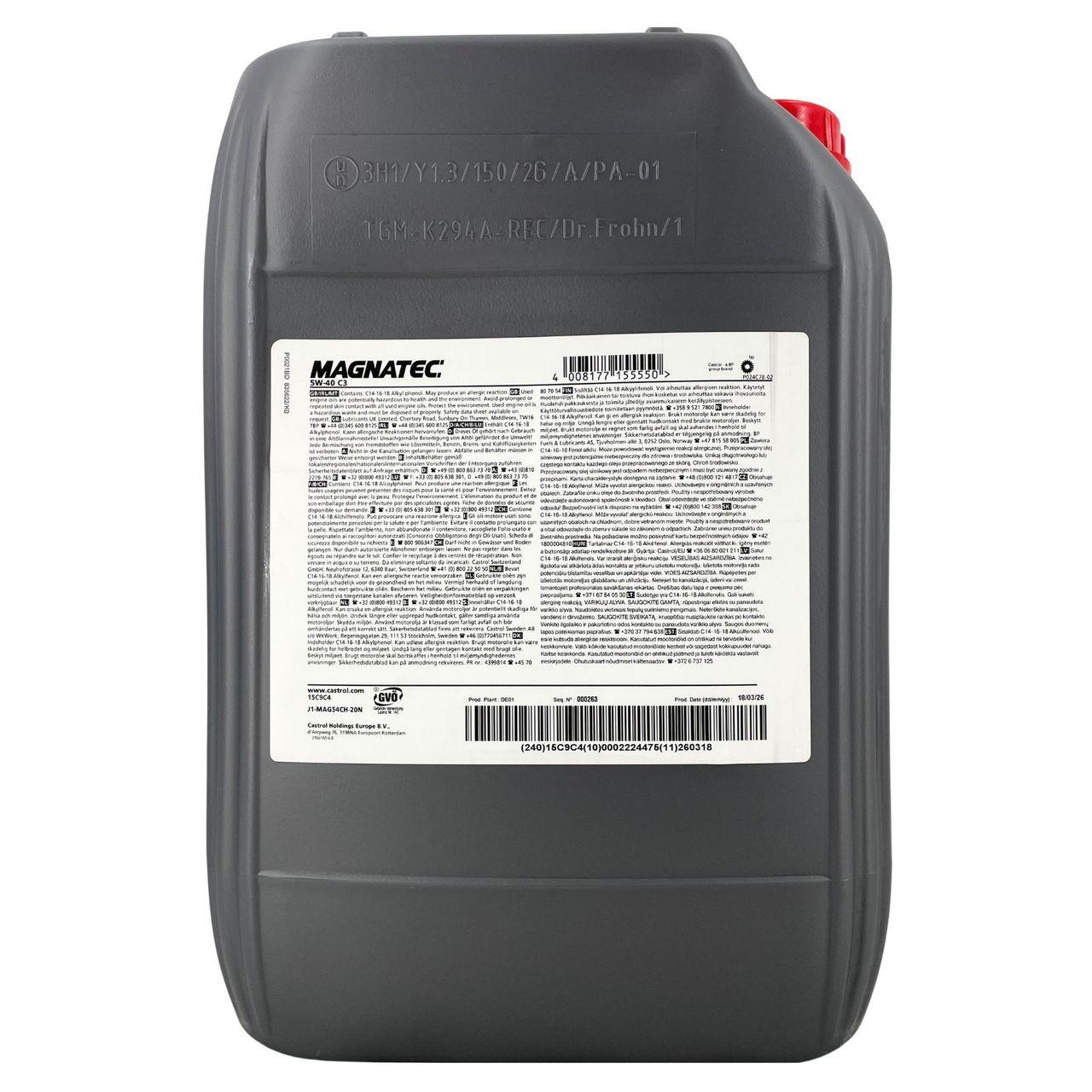 Castrol Magnatec 5W-40 C3 20 Liter
