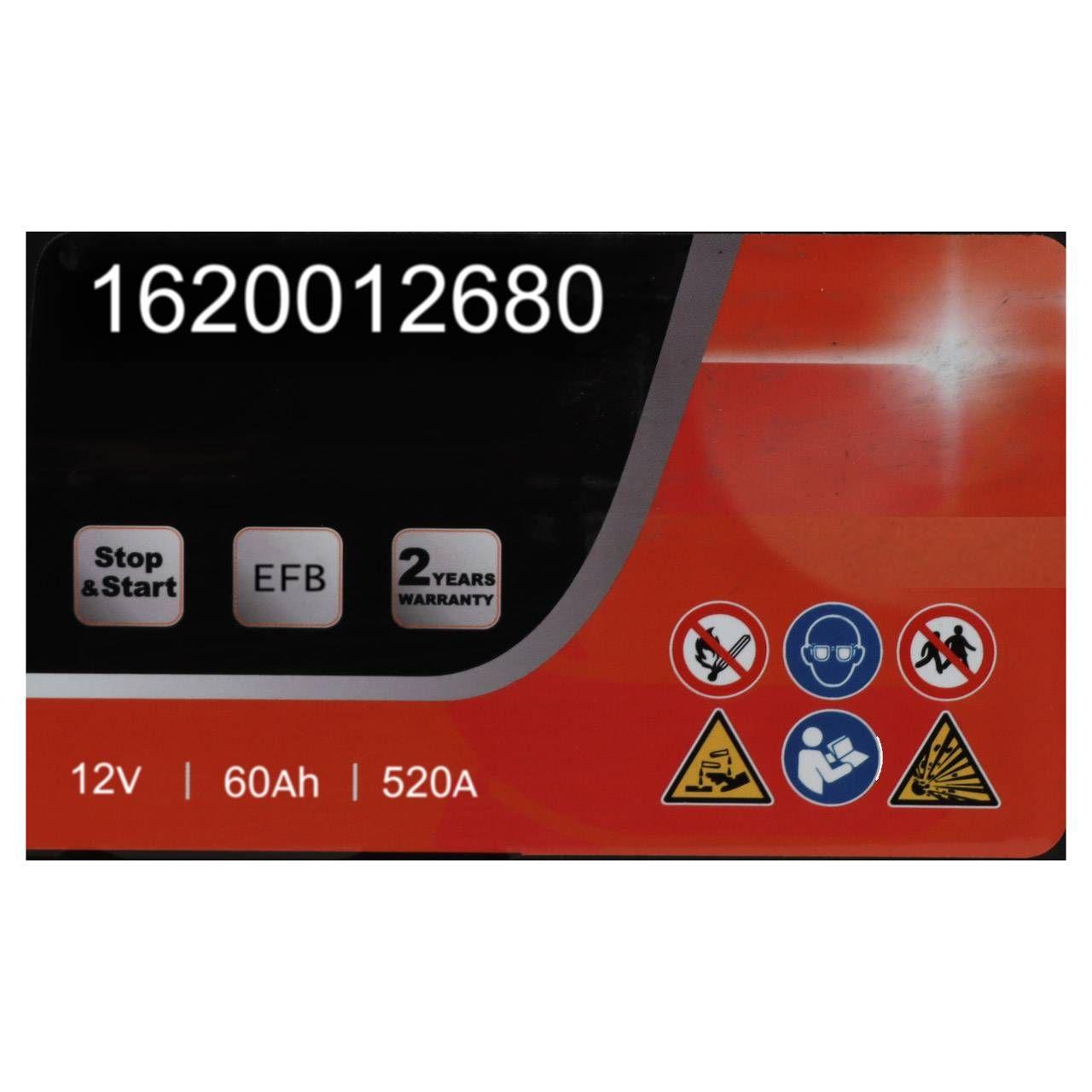 EUROREPAR EFB Batterie Autobatterie Starterbatterie 12V 60Ah 520A/EN 1620012680