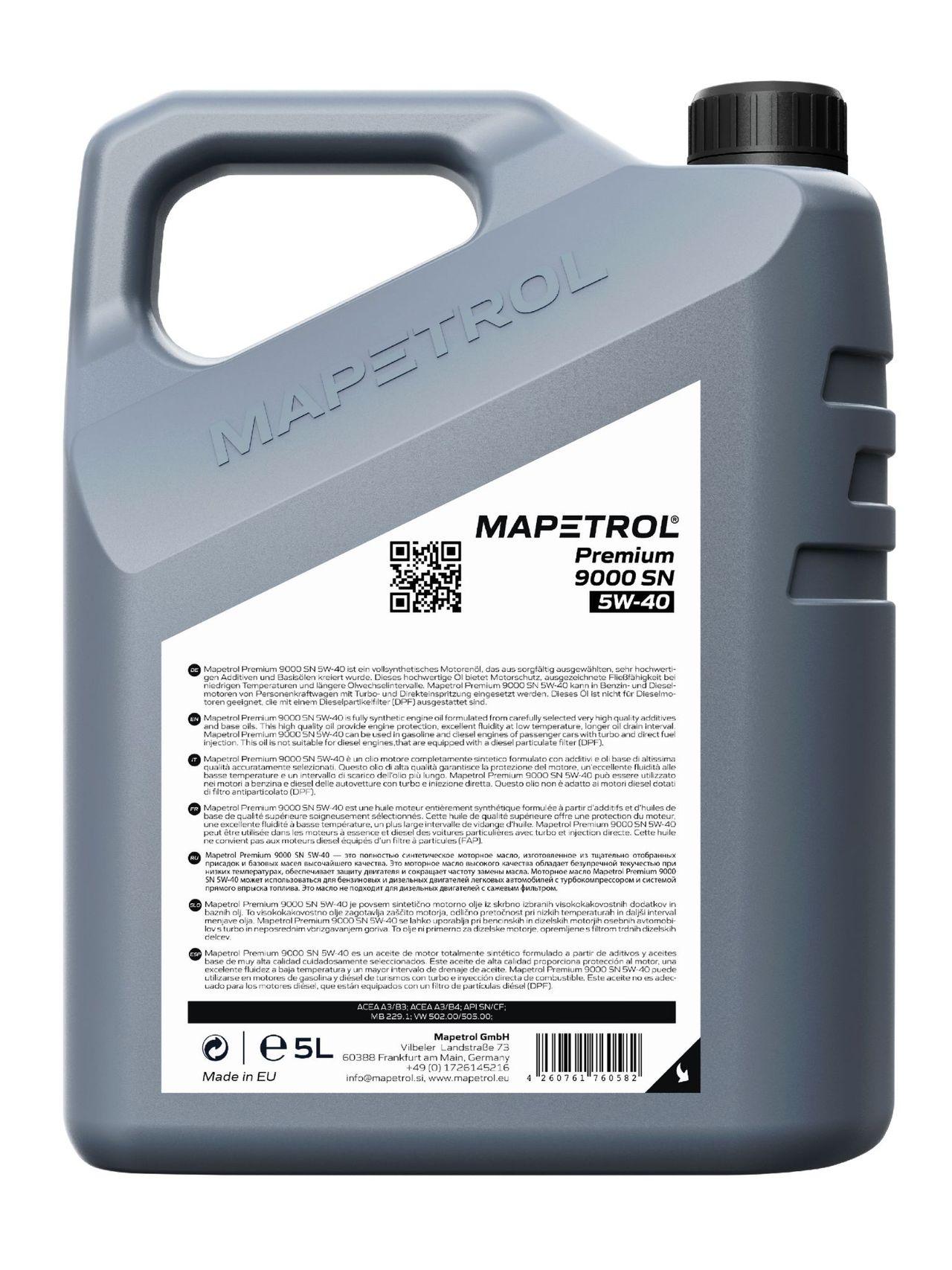 Mapetrol Premium 9000 SN 5W-40 5 Liter