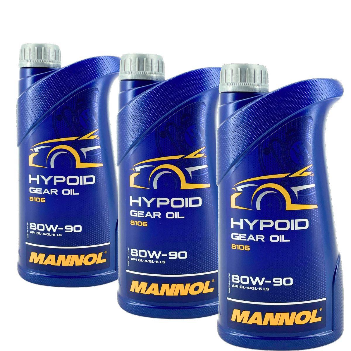 Mannol Hypoid Gear Oil Getriebeöl 80W-90 GL-4/GL-5 LS 3x1 Liter