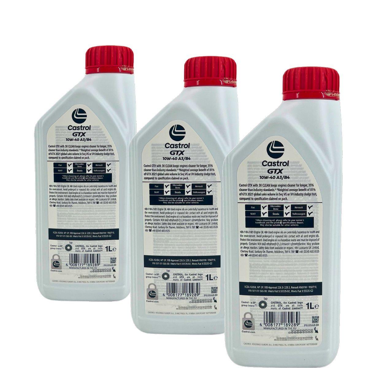 Castrol GTX 10W-40 A3/B4 3x1 Liter