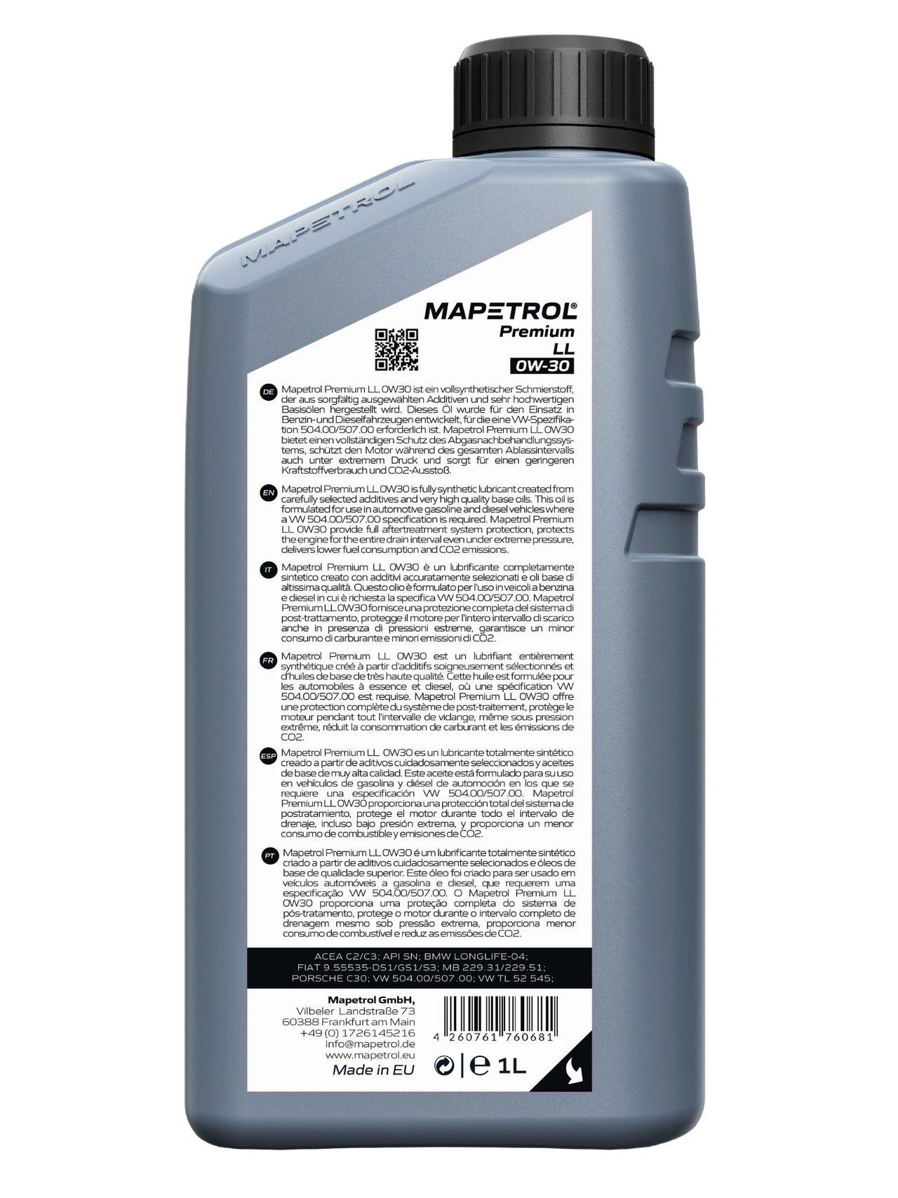 Mapetrol Premium LL 0W-30 1 Liter