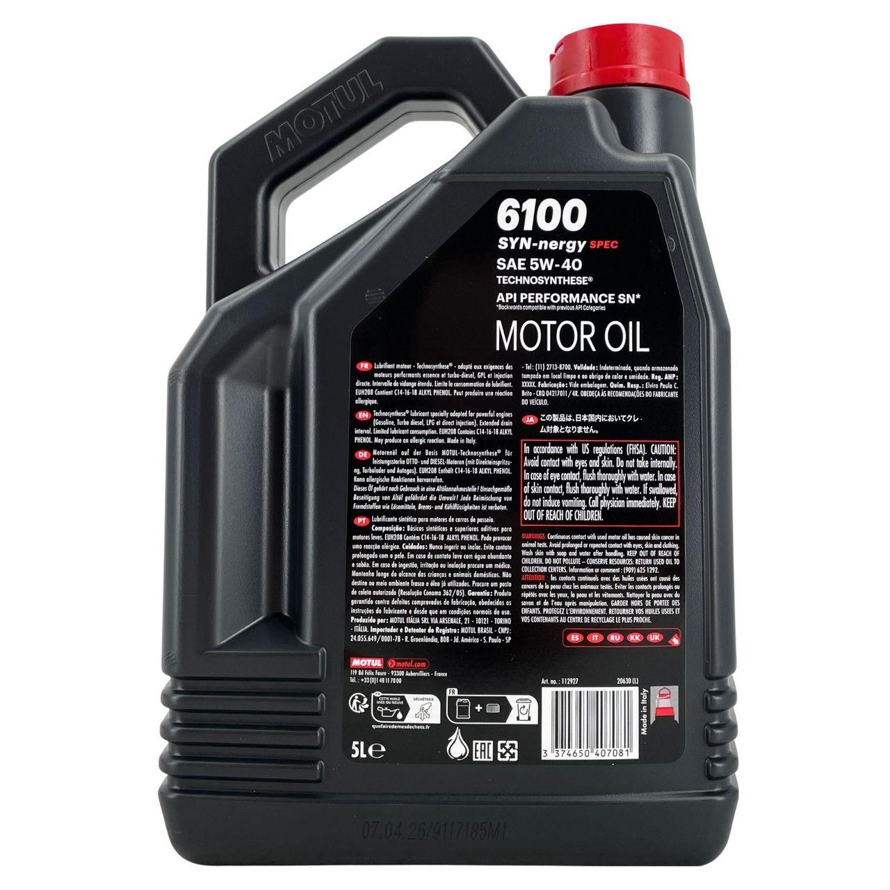 Motul 6100 SYN-nergy SPEC 5W-40 5 Liter