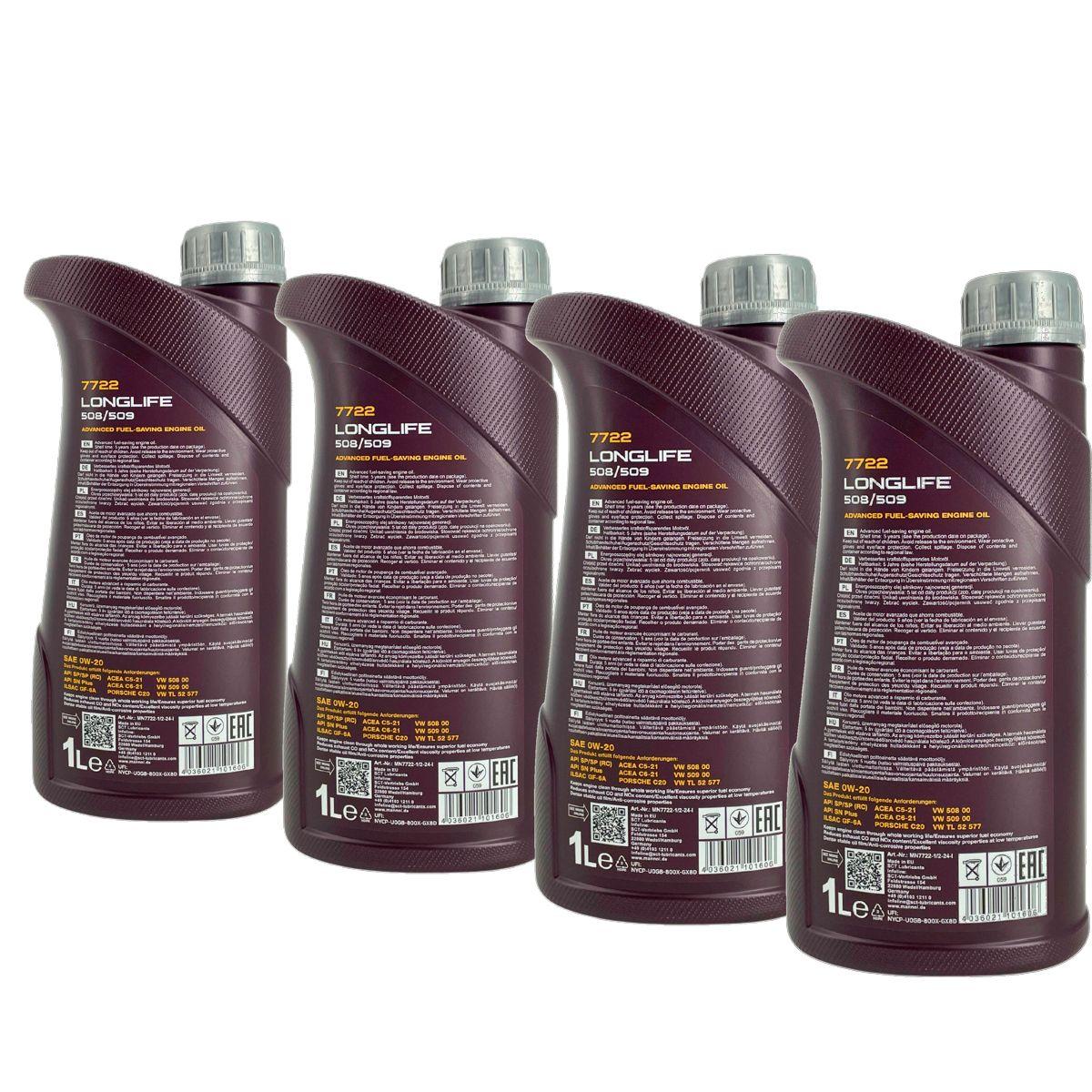 Mannol Longlife 508/509 0W-20 4x1 Liter