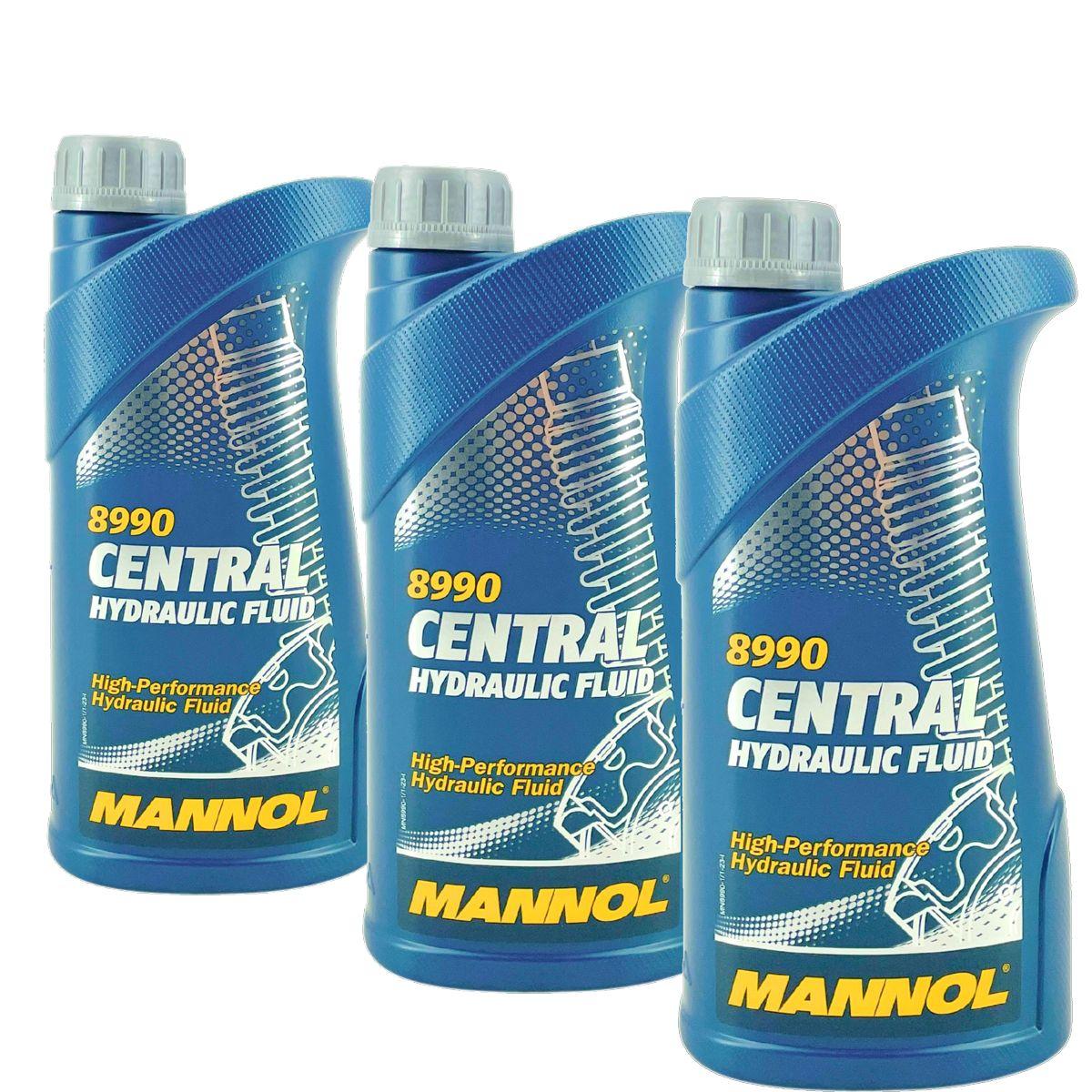 Mannol Central Hydraulic Fluid Hydrauliköl Servolenkungsöl 3x1 Liter