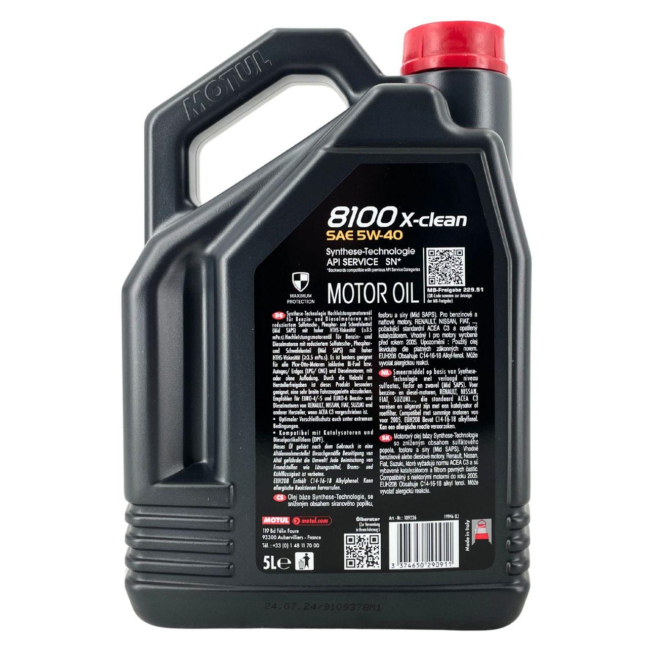 Motul 8100 X-clean 5W-40 5 Liter
