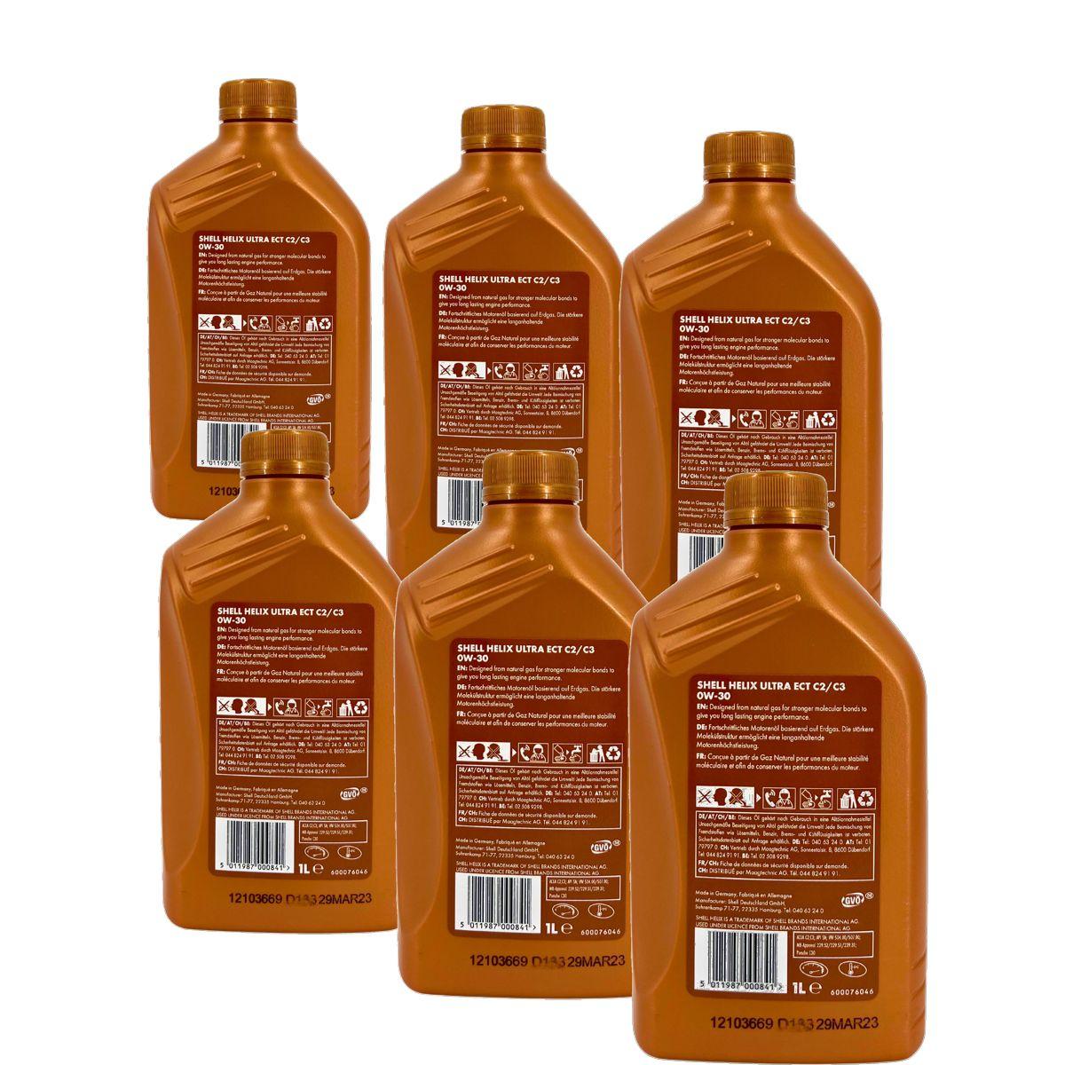 Shell Helix Ultra ECT C2 C3 0W-30 6x1 Liter