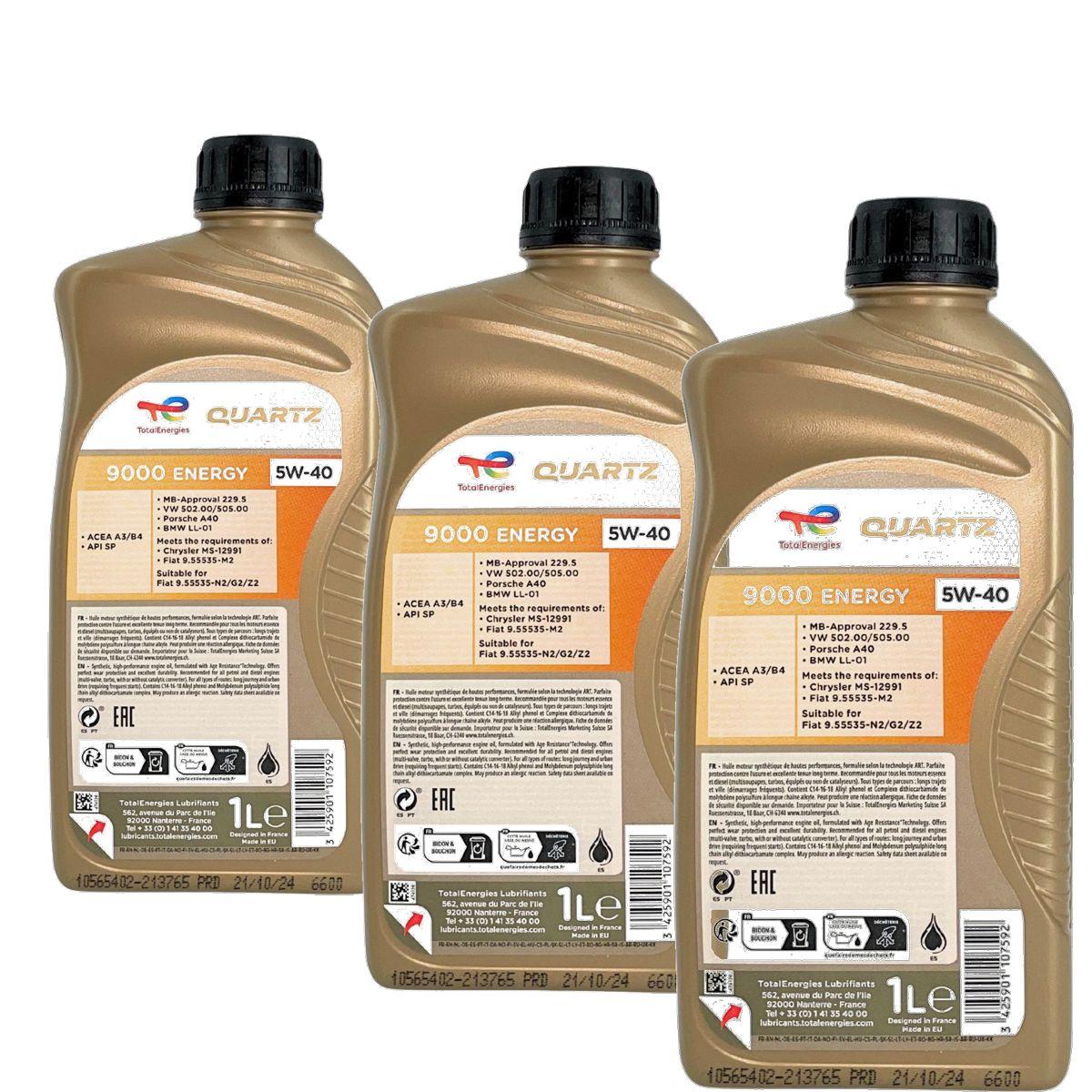 Total Quartz 9000 Energy 5W-40 3x1 Liter