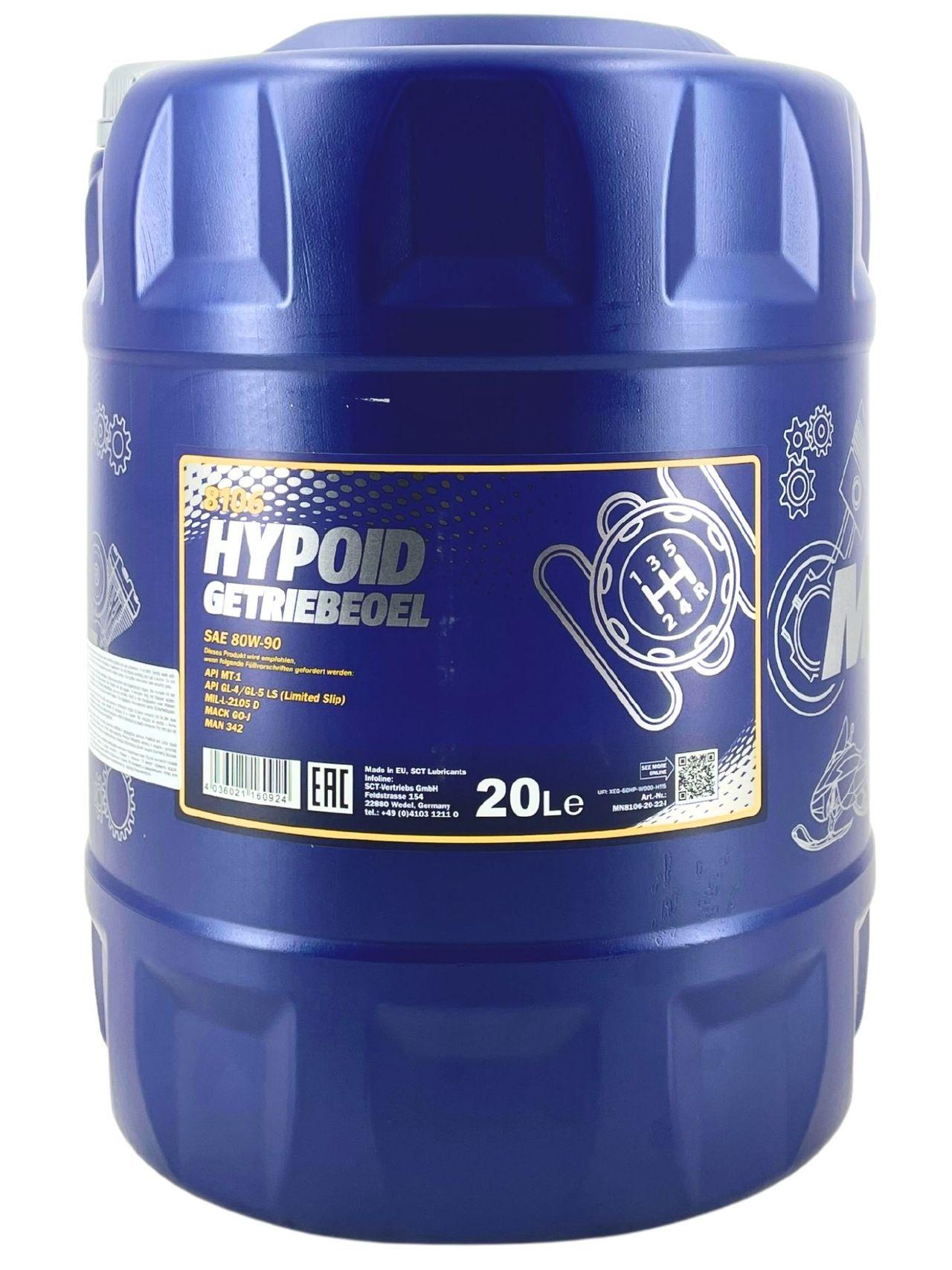 Mannol Hypoid Gear Oil Getriebeöl 80W-90 GL-4/GL-5 LS 20 Liter