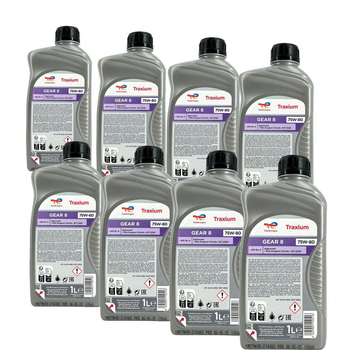 Total Traxium Gear 8 75W-80 8x1 Liter