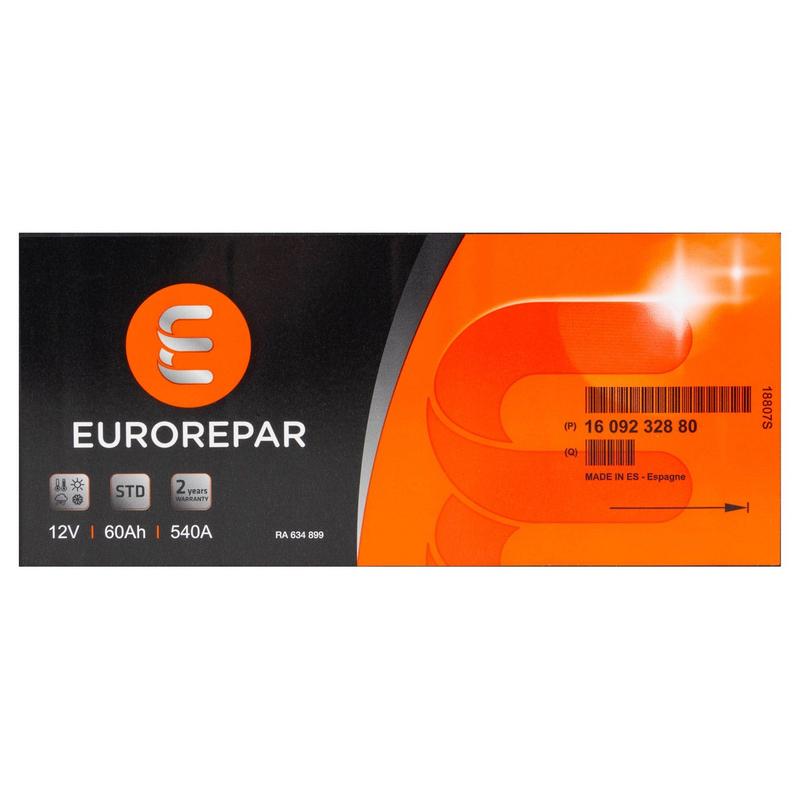 EUROREPAR STD Batterie Autobatterie Starterbatterie 12V 60Ah 540A/EN 1609232880