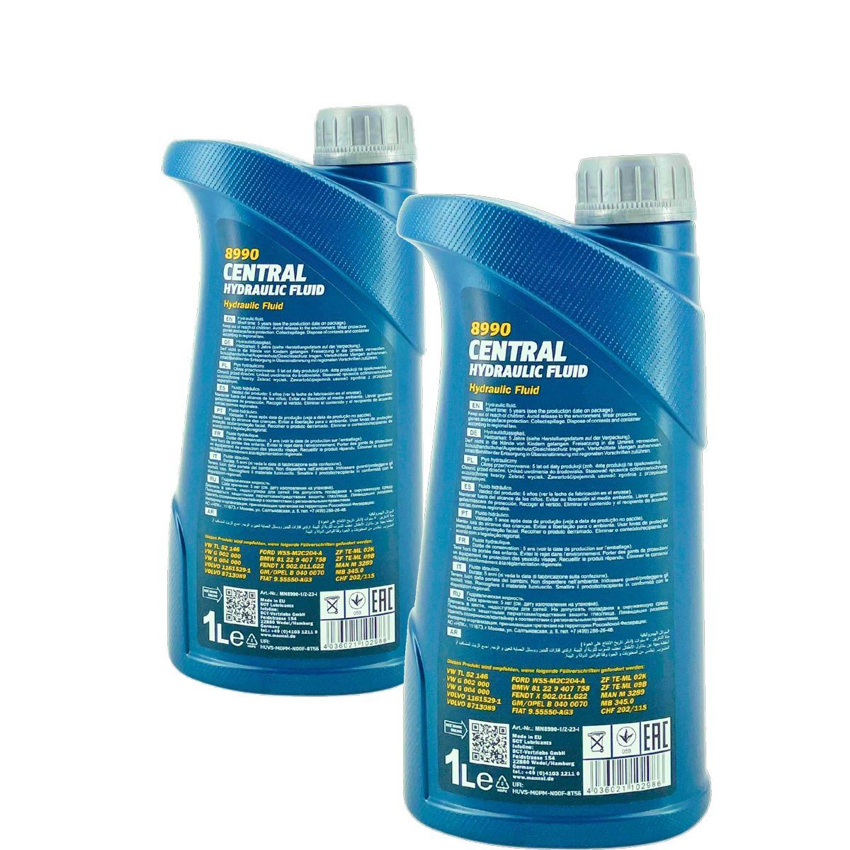 Mannol Central Hydraulic Fluid Hydrauliköl Servolenkungsöl 2x1 Liter