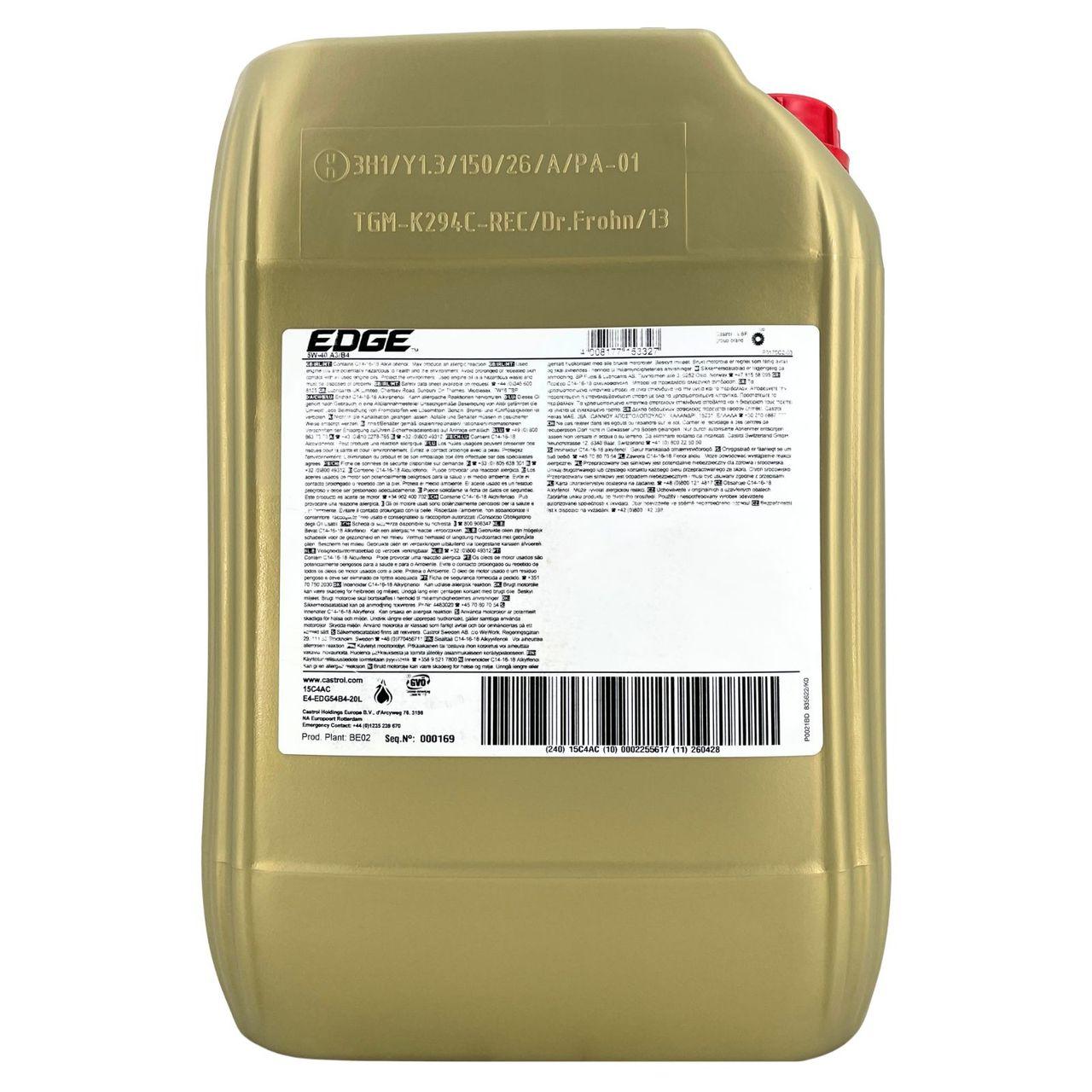 Castrol Edge 5W-40 A3/B4 20 Liter
