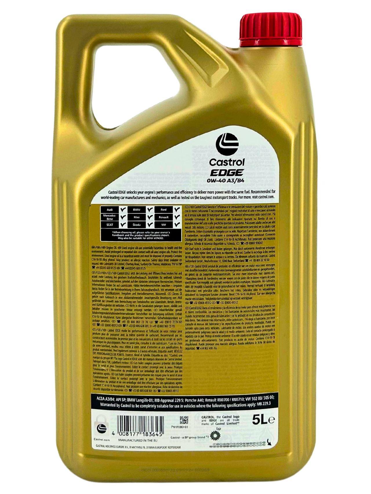 Castrol Edge 0W-40 A3/B4 5 Liter