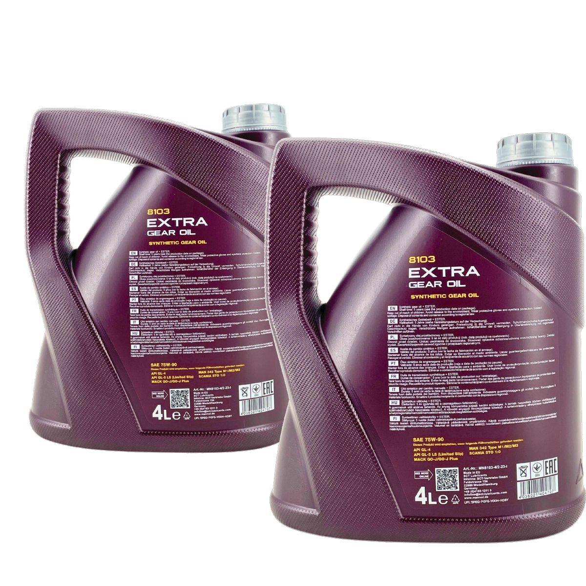 Mannol Extra Gear Oil Getriebeöl 75W-90 GL-4/GL-5 LS 2x4 Liter